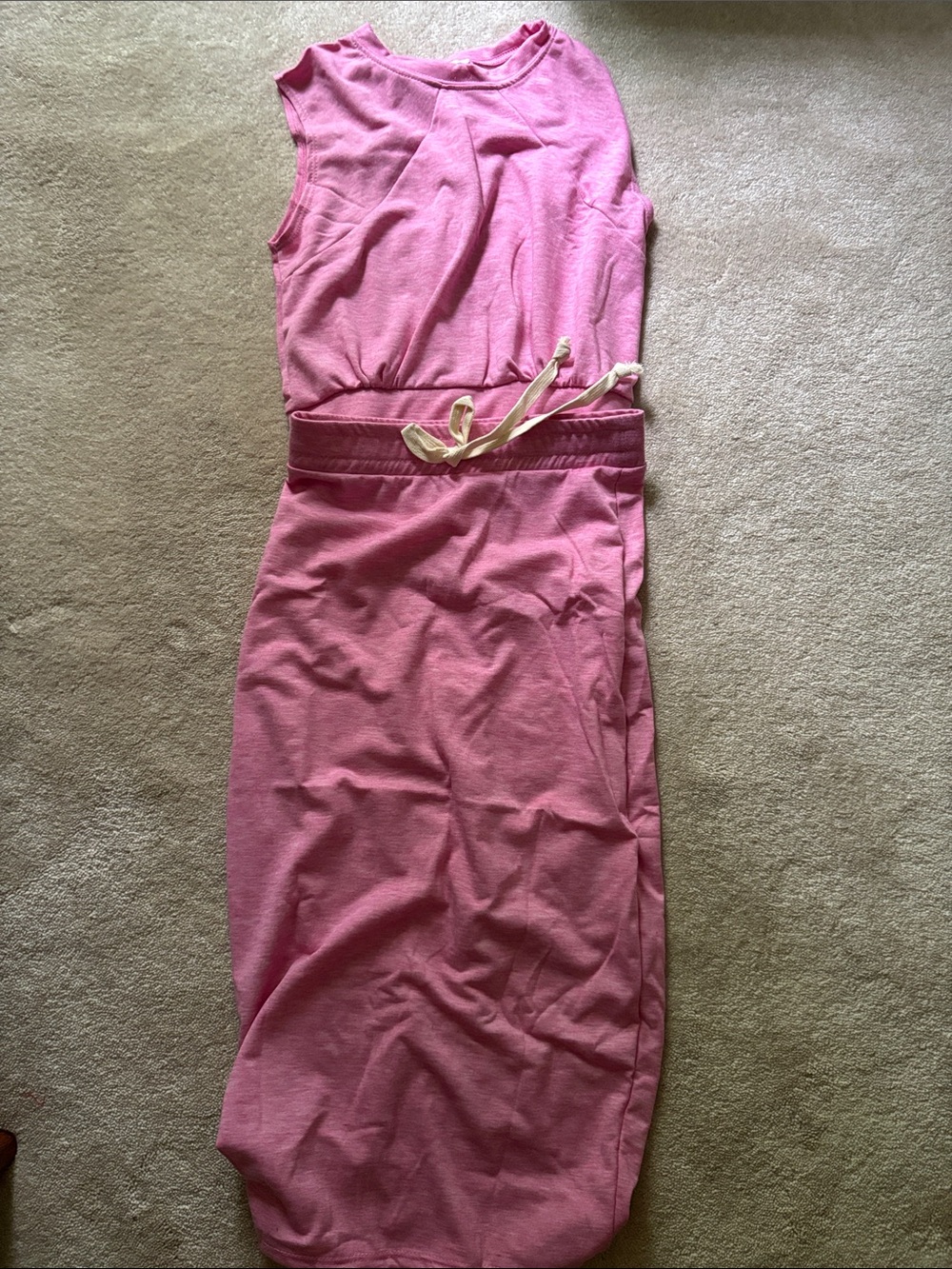 Women's Pink Midi Drawstring Skirt set